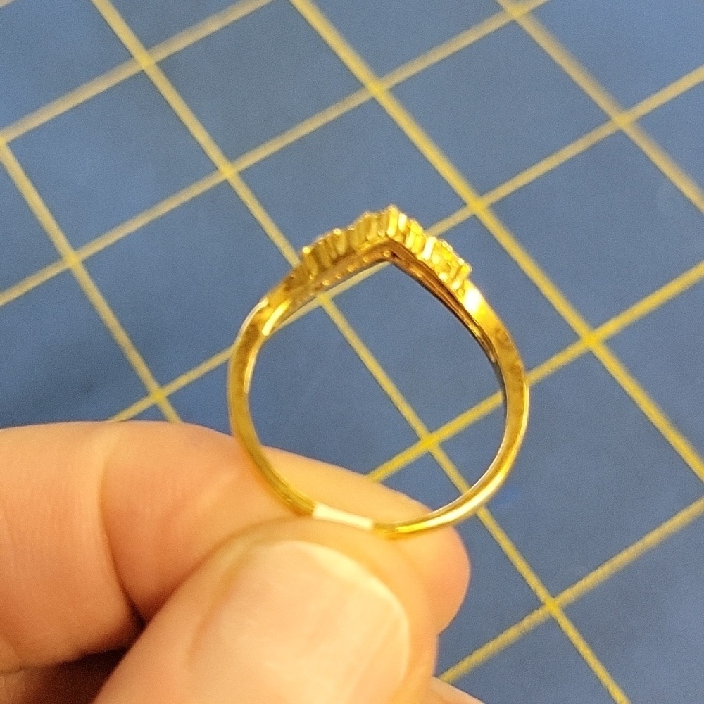Rhinestone & Teal Accent Gold Tone Ring - Picture 5 of 5